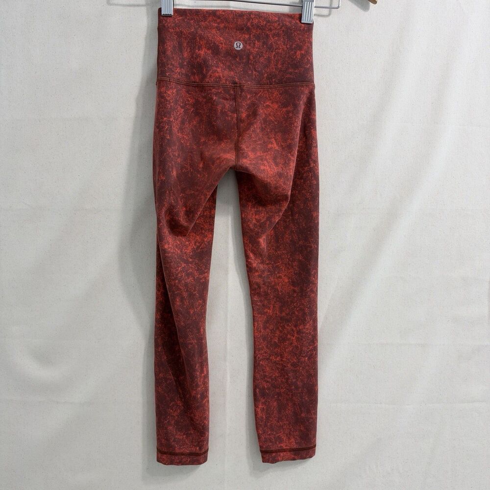 Lululemon Wunder Train High Rise Crop 23” Size 0 Autumn Red Black Leggings